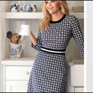 Draper James Navy and White Patterned Knit Dress